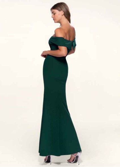 Blush Mark My Valentine Dark Emerald Stretch Crepe Maxi Dress