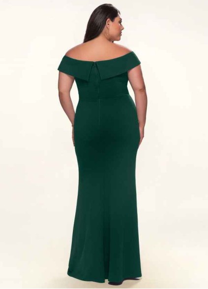 Blush Mark My Valentine Dark Emerald Stretch Crepe Maxi Dress