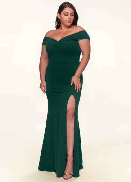 Blush Mark My Valentine Dark Emerald Stretch Crepe Maxi Dress