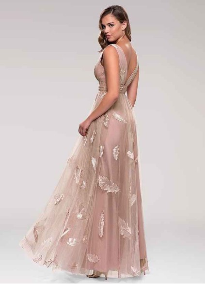 Blush Mark Lost In Paradise Blush Embroidery Tulle Maxi Dress