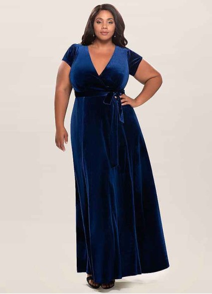 Blush Mark Dreaming Of You Navy Blue Velvet Maxi Dress