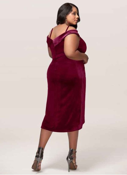 Blush Mark Sweet Desire Cabernet Velvet Midi Dress