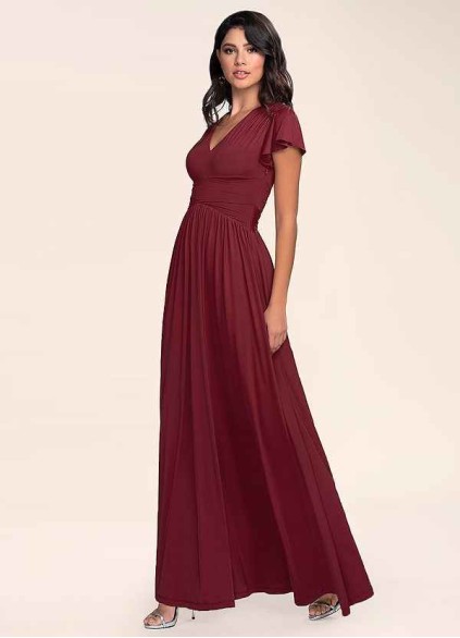 Blush Mark Earnest Of Style Burgundy Jersey Maxi Dress