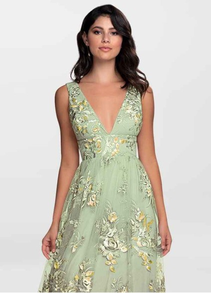 Blush Mark Romantic Adventure Dusty Sage Embroidery Tulle Maxi Dress