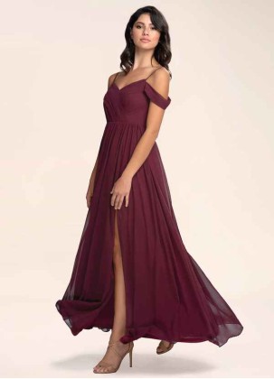 Blush Mark Philosophy Of Love Cabernet Chiffon Maxi Dress