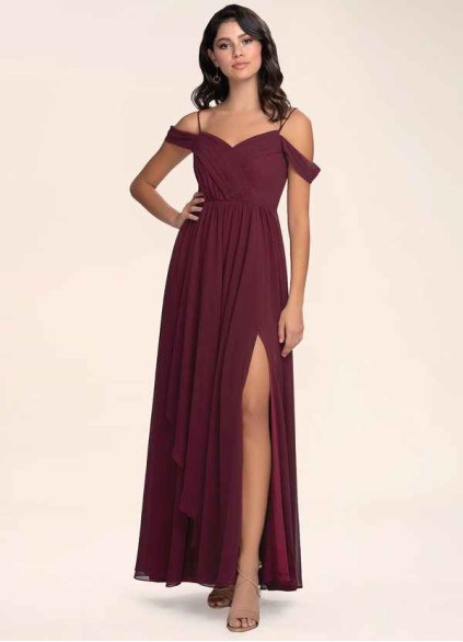 Blush Mark Philosophy Of Love Cabernet Chiffon Maxi Dress