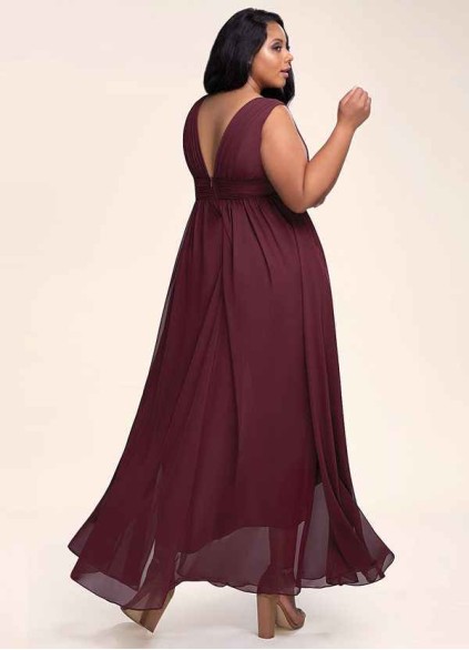 Blush Mark Dancing Queen Cabernet Chiffon Maxi Dress