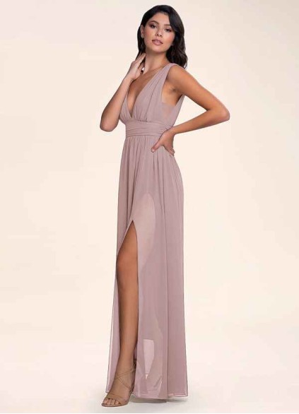 Blush Mark Dancing Queen Vintage Mauve Chiffon Maxi Dress