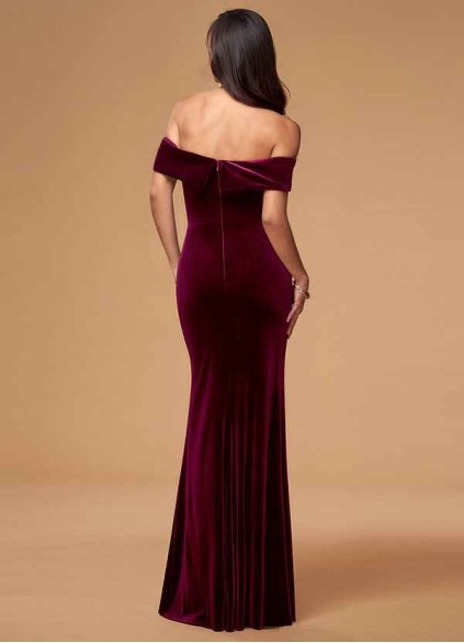 Blush Mark Sweet Thing Cabernet Velvet Maxi Dress