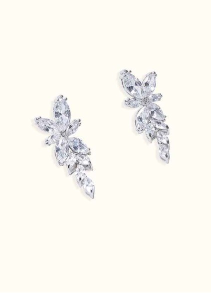 Floral Leaf Rhinestone Drop Earrings