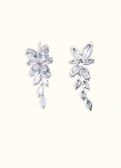 Floral Leaf Rhinestone Drop Earrings