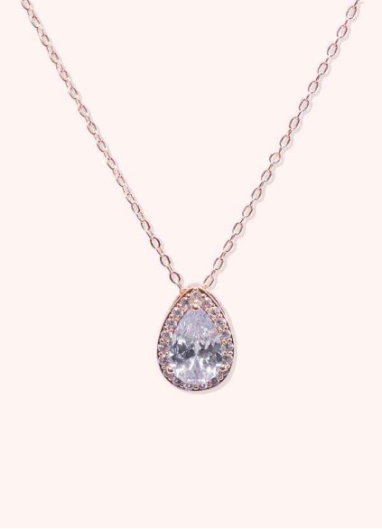 Haloed Pear Cubic Zirconia Pendant Necklace