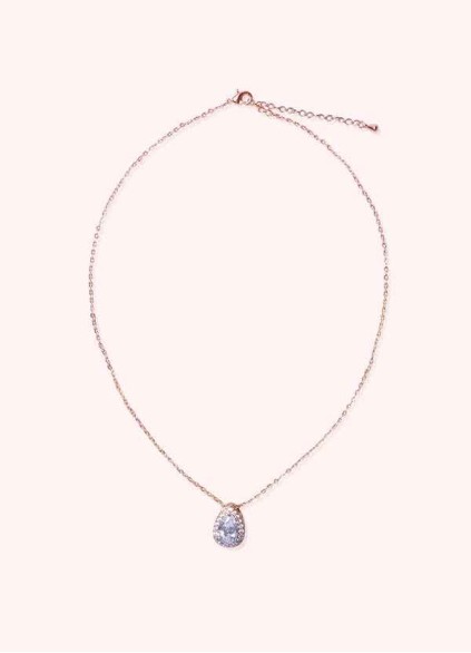 Haloed Pear Cubic Zirconia Pendant Necklace