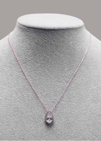 Haloed Pear Cubic Zirconia Pendant Necklace