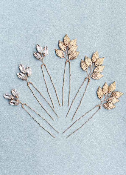 Dainty Leaf Hairpins Set