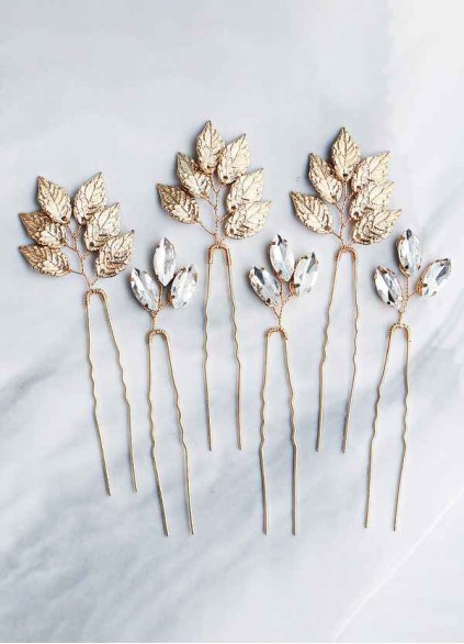 Dainty Leaf Hairpins Set