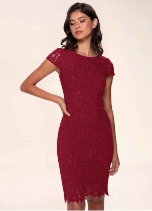 Blush Mark Heavenly Kiss Burgundy Lace Bodycon Short Dress