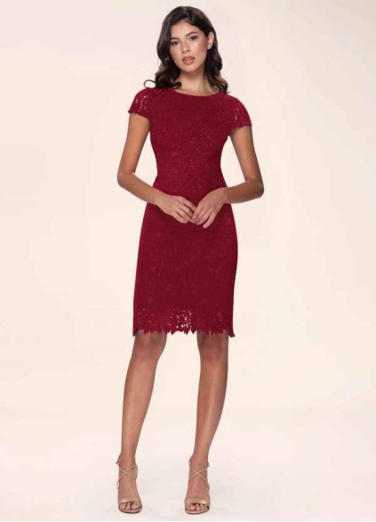 Blush Mark Heavenly Kiss Burgundy Lace Bodycon Short Dress