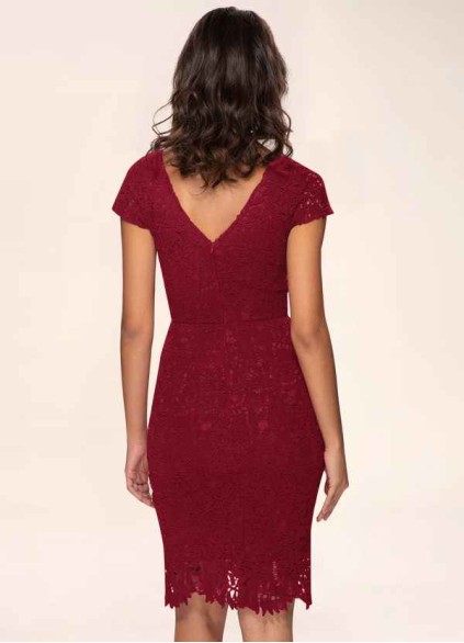 Blush Mark Heavenly Kiss Burgundy Lace Bodycon Short Dress