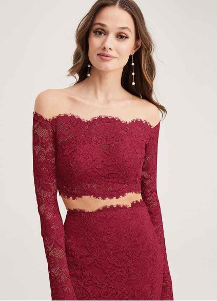 PT101 4 Bestcoc Signature Lace Long-sleeved Crop Top