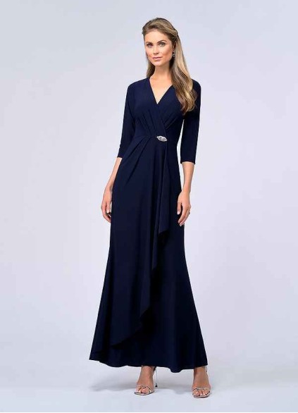 UpStudio Pleated V-Neck Jersey Gown