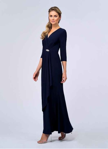 UpStudio Pleated V-Neck Jersey Gown