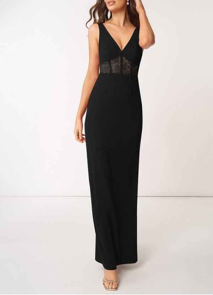 AZ Occasions Modern Romance Stretch Crepe Maxi Dress