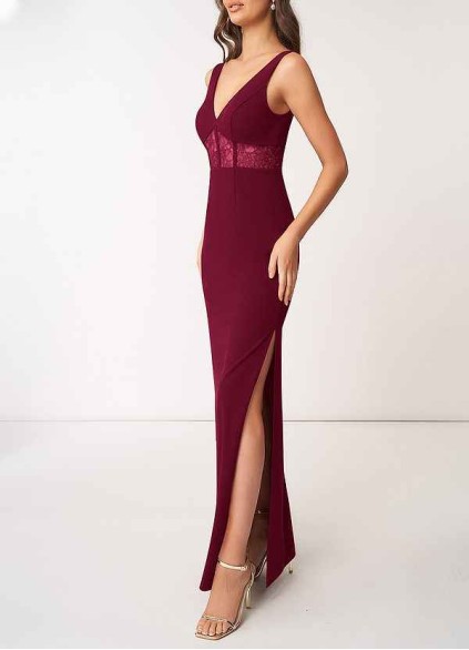 AZ Occasions Modern Romance Stretch Crepe Maxi Dress