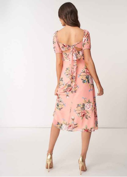 AZ Occasions Flower Meadow Floral Print Chiffon Midi Dress