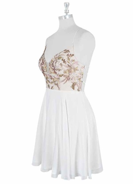 AZ Occasions Mini Embroidered Lace and Chiffon Skirt Dress