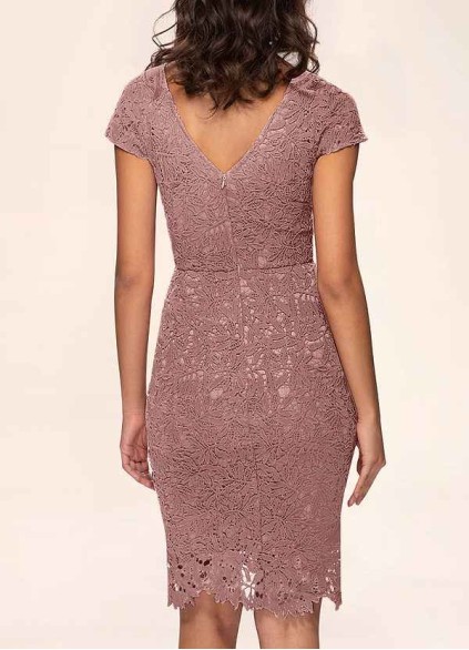 AZ Occasions Heavenly Kiss Dusty Rose Lace Bodycon Short Dress