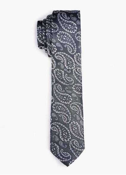 Men's White Paisley Skinny Tie