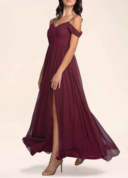 AZ Occasions Philosophy Of Love Cabernet Chiffon Maxi Dress