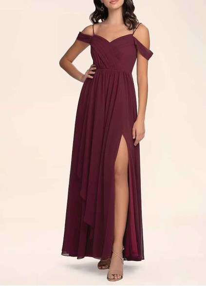 AZ Occasions Philosophy Of Love Cabernet Chiffon Maxi Dress