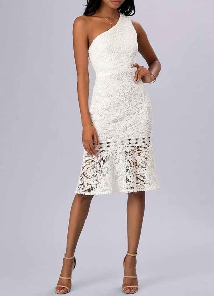 AZ Occasions Every Season Ivory Lace Midi Dress