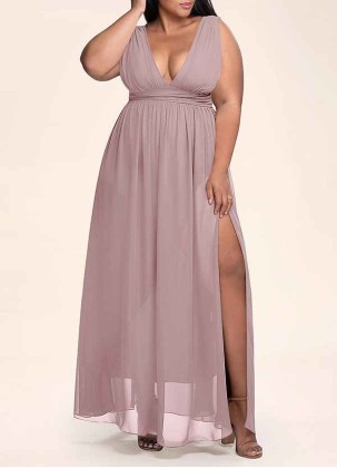 AZ Occasions Dancing Queen Vintage Mauve Chiffon Maxi Dress