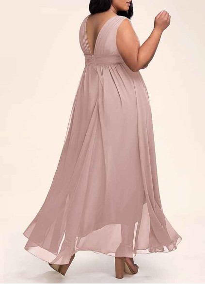 AZ Occasions Dancing Queen Dusty Rose Chiffon Maxi Dress