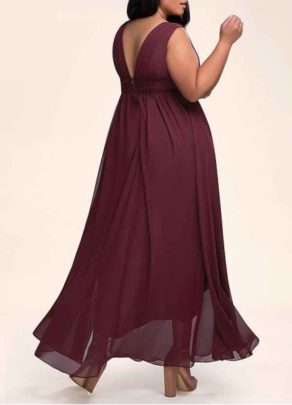 AZ Occasions Dancing Queen Cabernet Chiffon Maxi Dress