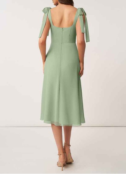 AZ Occasions Bow Tie Chiffon Midi Dress With Slit