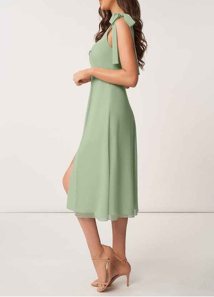 AZ Occasions Bow Tie Chiffon Midi Dress With Slit