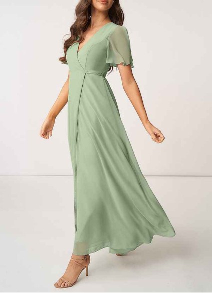 AZ Occasions Chiffon Wrap Maxi Dress