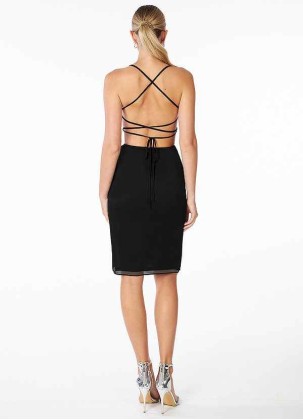 AZ Occasions Spaghetti Straps Midi Mesh Dress with Slit