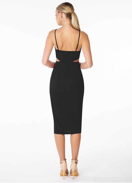 AZ Occasions Midi Stretch Crepe Dress with Side Cutouts and Slit