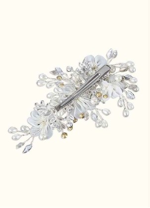 White Floral And Pearl Hairpins