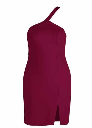 AZ Occasions Mini Stretch Crepe Dress with One Shoulder Strap