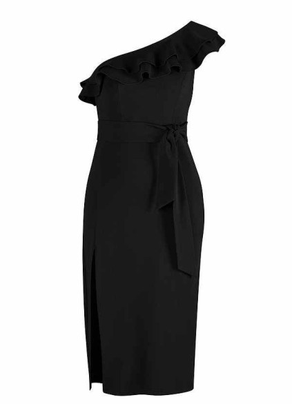 AZ Occasions One Shoulder Ruffle Midi Dress