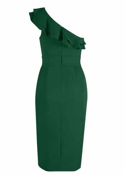 AZ Occasions One Shoulder Ruffle Midi Dress