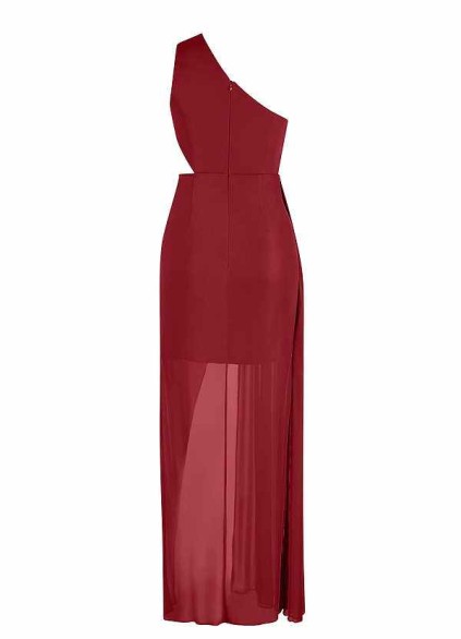 AZ Occasions Mesh One Shoulder Side Cutout Draped Dress